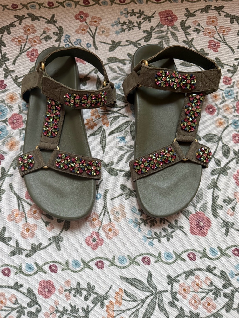Boden Sandals, Size 38 (7). Color: Deep Olive